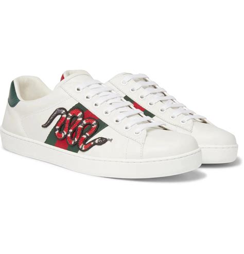 gucci embroidered sneakers|Gucci ace metallic snakeskin sneakers.